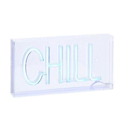 Glow Blue LED Chill Acrylic Neon Style Light Box