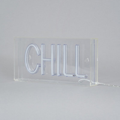 Glow Blue LED Chill Acrylic Neon Style Light Box