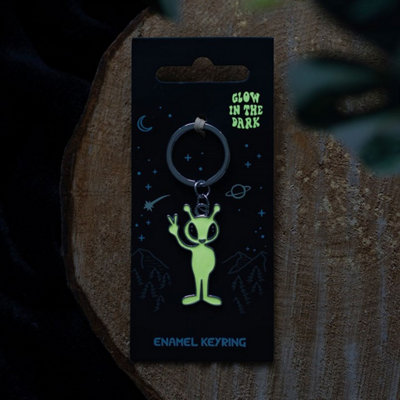 Glow in the Dark Alien Keyring - Cosmic Keychain for Keys & Backpacks