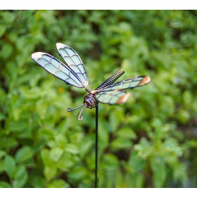 Glow in the Dark Dragonfly Stake Glass Wing Garden Stakes Hand Crafted Flutter Glows Ornaments Decorative Gift for Mum