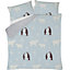 Glow In The Dark Penguin and Polar Bear Fleece Duvet Set Quilt Cover Pillowcase Childrens kids Bedding Double