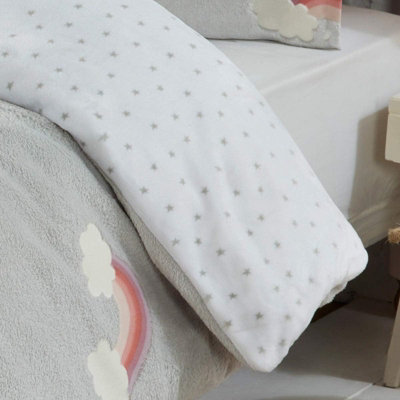 Glow In The Dark Rainbow Fleece Duvet Set Quilt Cover Pillowcase Childrens kids Double Bedding - 4