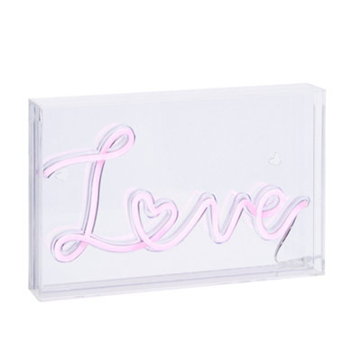 Glow Pink LED Love Acrylic Neon Style Light Box