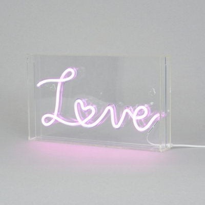 Glow Pink LED Love Acrylic Neon Style Light Box