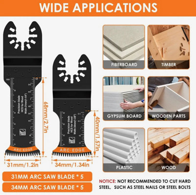 GOBEST 10pcs multitool blades set extra long and standard for wood, PVC ...