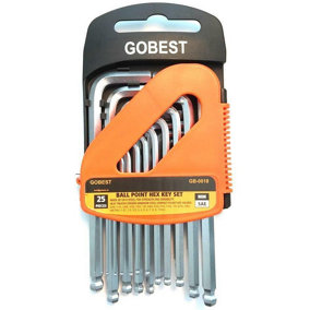 GOBEST allen hex key set 25 pcs, ball ended, metric and SAE, CrV (GB-0018)