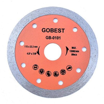 GOBEST GB0101, angle grinder disc, tile cutting diamond disc 115 mm, 22.2 bore DIY at B&Q