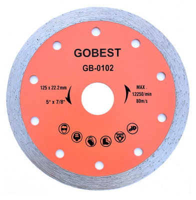 GOBEST GB0102, angle grinder tile cutting diamond disc 125 mm, 22.2 mm