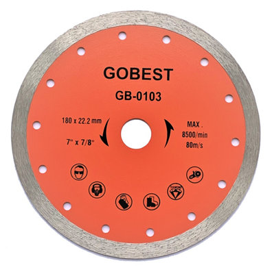 GOBEST GB0103, angle grinder disc, tile cutting diamond disc 180 mm, 22.2 bore DIY at B&Q
