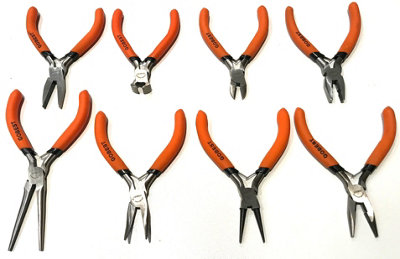 GOBEST mini pliers set 8 pcs 125 mm long for electronics, garage craft GB-0039