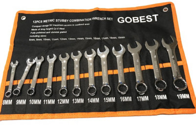GOBEST short stubby spanner set 12 pcs, 8-19 mm, CrV, (GB-0051)