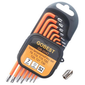 GOBEST tamperproof security short torx key set T9-T30 S2 steel (GB-0042)