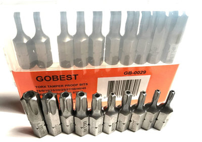 GOBEST torx tamperproof torx security screwdriver bits set 10 pcs T8 T45 GB 0029