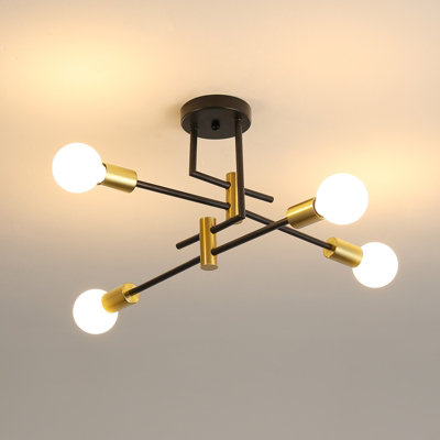 Goeco 4 Heads Modern Ceiling Lamp, Black and Gold