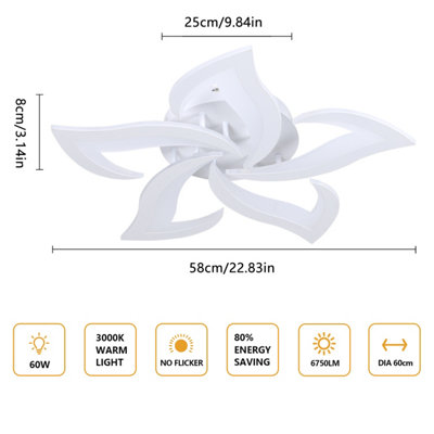 Goeco 5-Light Swallowtail Ceiling Lamp 3000K Warm Light,60W