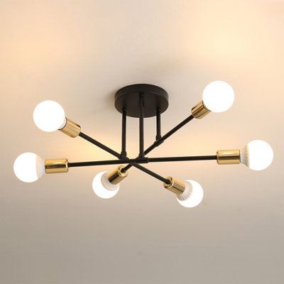 Goeco Chandelier 6 Lights Gold Ceiling Light-Not Include The Bulb