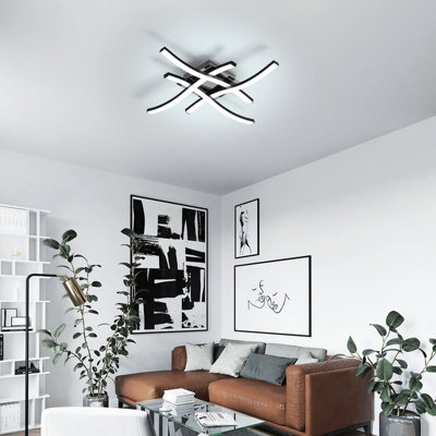 Goeco Curved Design Modern LED Ceiling Light,4 Built-in LED Boards,6500K