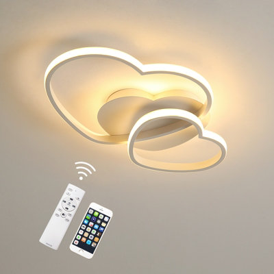 Goeco Dimmable LED Heart Ceiling Light, 64W 220V, Big Heart 33cm, Small Heart 26cm