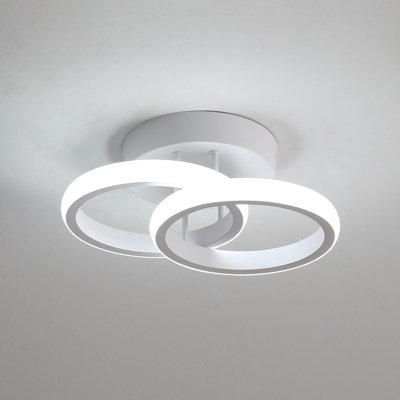 Goeco Dual-Ring Cross LED Ceiling Light -   Aluminum, 22W 220V, 17cm Dia, 6500K Cool White