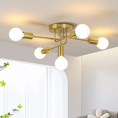 Goeco Industrial Ceiling Chandelier, 5 lights, Gold ceiling light