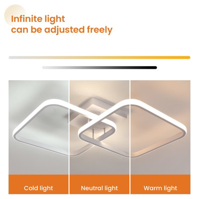 Goeco LED Dimmable Modern Circle Ceiling,White,3000k-6000k