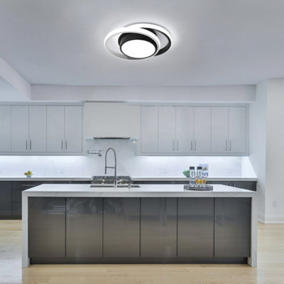 Goeco Modern Black Round Design LED Ceiling Lighting, 32W,6500K