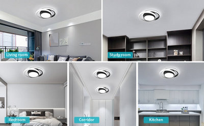 Goeco Modern Black Round Design LED Ceiling Lighting, 32W,6500K