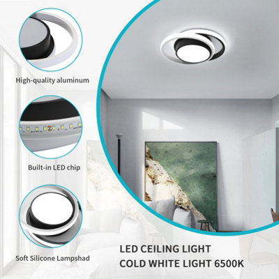 Goeco Modern Black Round Design LED Ceiling Lighting, 32W,6500K