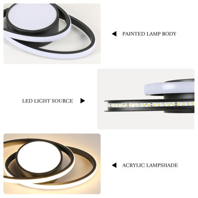 Goeco Modern LED Round Ceiling Lamp,39W, 3000k