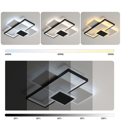 GOECO Rectangular Aluminum LED Ceiling Light Rectangular Diameter 50cm ...