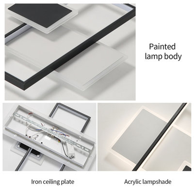 GOECO Rectangular Aluminum LED Ceiling Light Rectangular Diameter 50cm ...