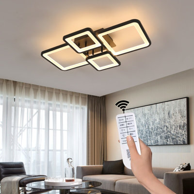 Goeco Square LED Ceiling Light - 54W 220V, 62x40cm Black, Acrylic