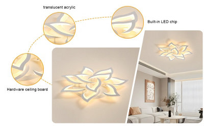Goeco10 Heads Lotus LED Chandelier,  90W, 3000K