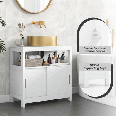GOFLAME Bathroom Under Sink Vanity Cabinet with 2 Sliding Door