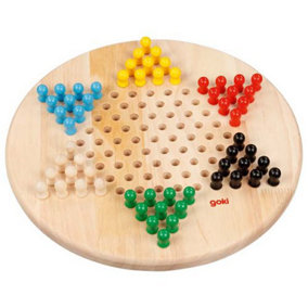 Goki Chinese Checkers Wooden Board Game Family Fun Strategy Classic Traditional