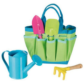 Goki Garden Tools w/ Bag Carry Case Childrens Set - 5 Pieces