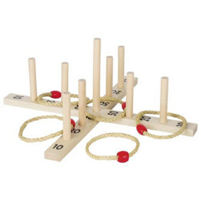 Goki Hoopla Ring Toss Game Wooden Rope Toy