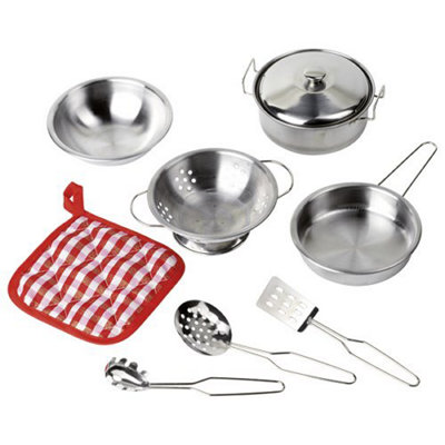 Goki Kitchen Playset Pots Pans Utensils Oven Mitt Childrens Imaginative Toy
