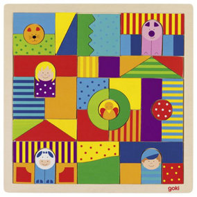 Goki Mosaic Farm Puzzle Colourful Bright Wooden Toy