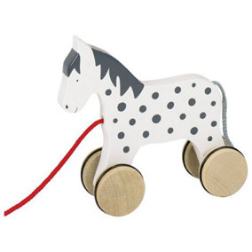 Goki Pull Wooden Along Horse Wheel Toy