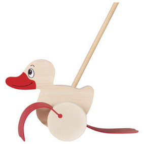 Goki Push Wooden Along Duck w/ Classic Waddle Toy