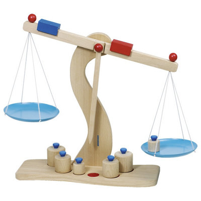 Childrens wooden cheap weighing scales