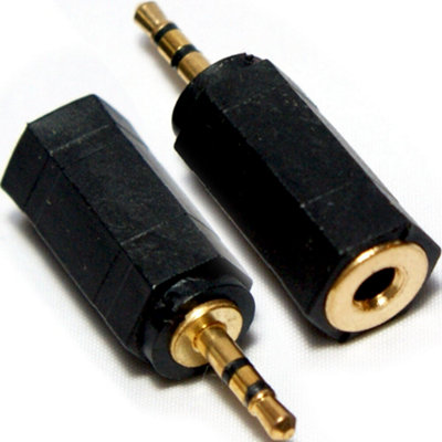 3-Pack 2.5mm To 3.5mm Audio Adapters - Female To Male Stereo Connector (Black)