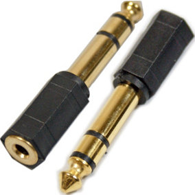 GOLD 6.35mm 1/4" Male to 3.5mm AUX Female Adapter Stereo Amp Headphone Converter