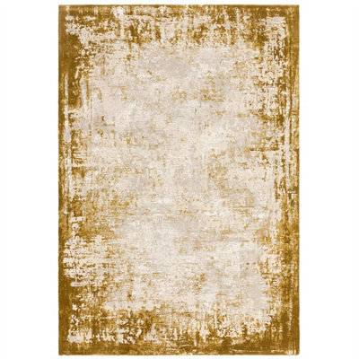 Gold Abstract Luxurious Modern Easy To Clean Rug For Dining Room Bedroom & Living Room-200cm X 290cm