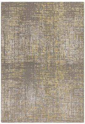 Gold Abstract Modern Easy to Clean Bedroom Dining Room and Living Room Rug-120cm X 170cm