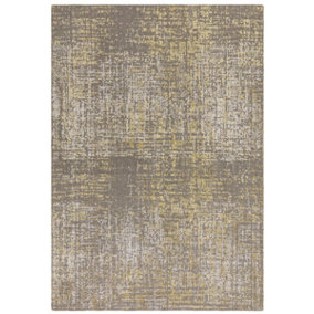 Gold Abstract Modern Easy to Clean Bedroom Dining Room and Living Room Rug-120cm X 170cm
