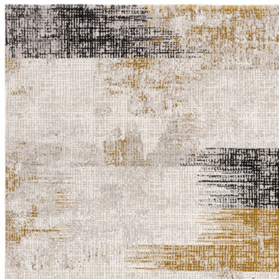 Gold Abstract Modern Easy to clean Rug for Dining Room Bed Room and Living Room-160cm X 230cm