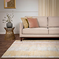Gold Abstract Modern Rug Easy to clean Living Room and Bedroom-160cm X 230cm