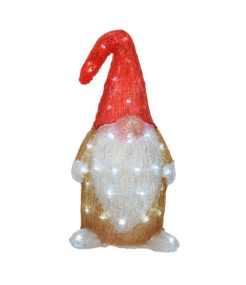 Gold Acrylic Gonk Christmas Light Figurine 60 Bright White LEDs Xmas Gnome 44cm
